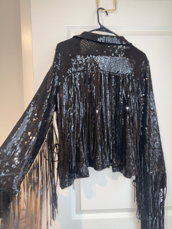 Style Rack Black Sequin Fringe Jacket - Picture 6 of 6